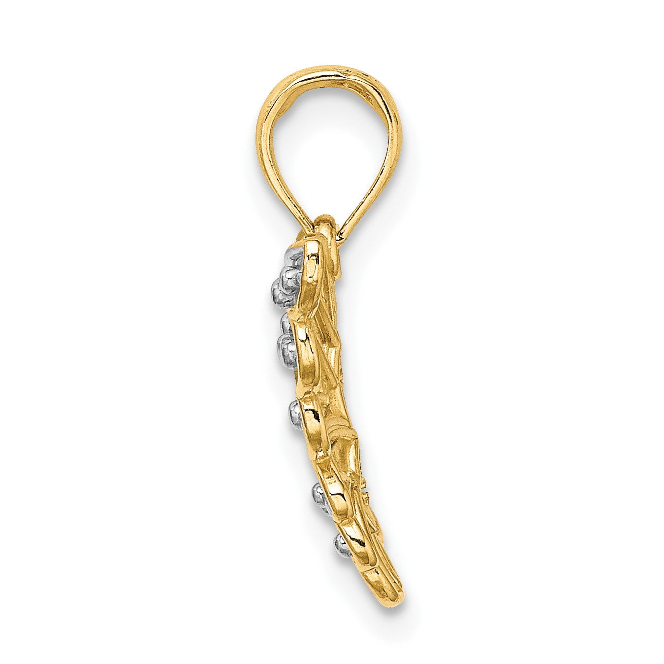 14k and White Rhodium Diamond-cut Butterfly Charm