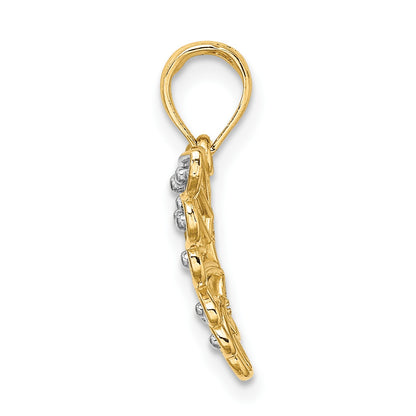 14k and White Rhodium Diamond-cut Butterfly Charm