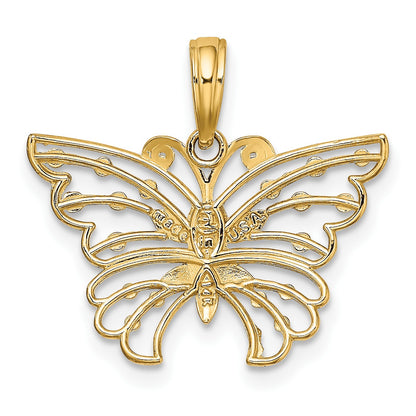 14k and White Rhodium Diamond-cut Butterfly Charm