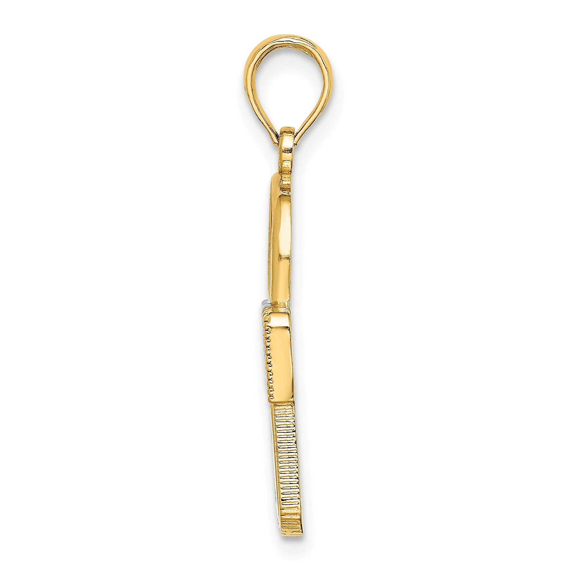 14k and White Rhodium Lock Charm