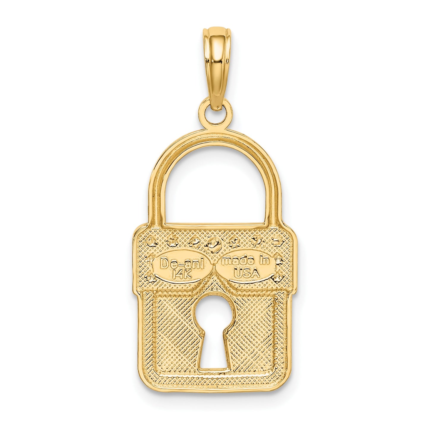 14k and White Rhodium Lock Charm