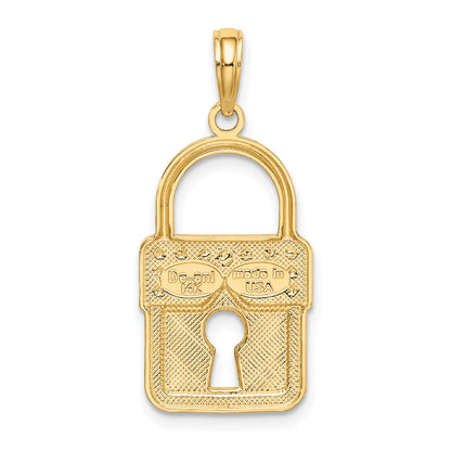 14k and White Rhodium Lock Charm