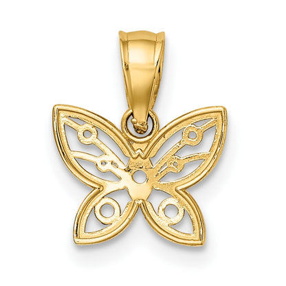 14k and White Rhodium Diamond-cut Butterfly Charm