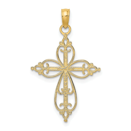 14K with White Rhodium Beaded Cross Charm
