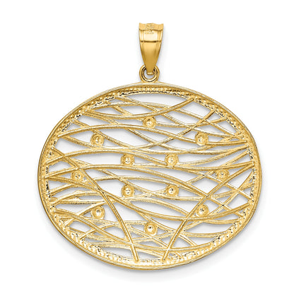 14K and White Rhodium Diamond-cut Oval Cut-Out Charm
