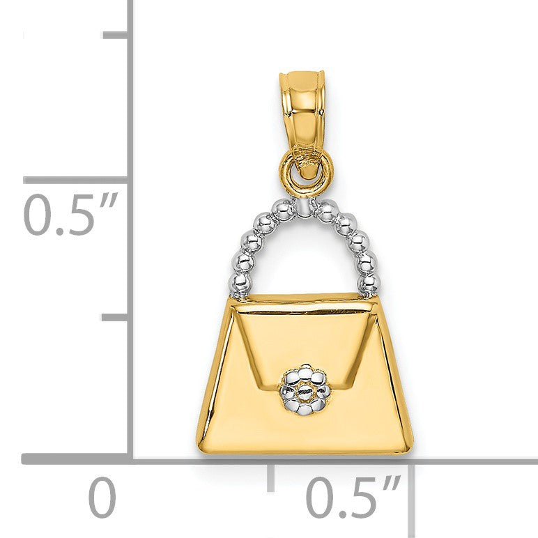 14K and White Rhodium Purse Charm