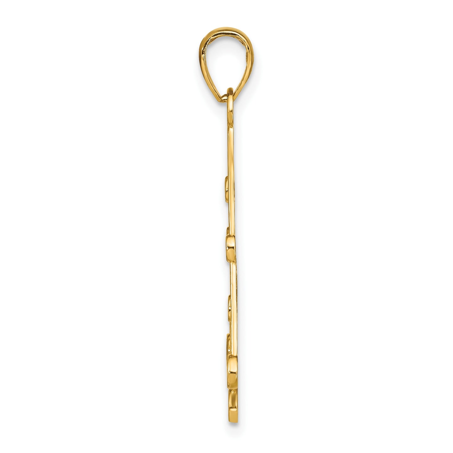 14k and White Rhodium Textured Chandelier Charm