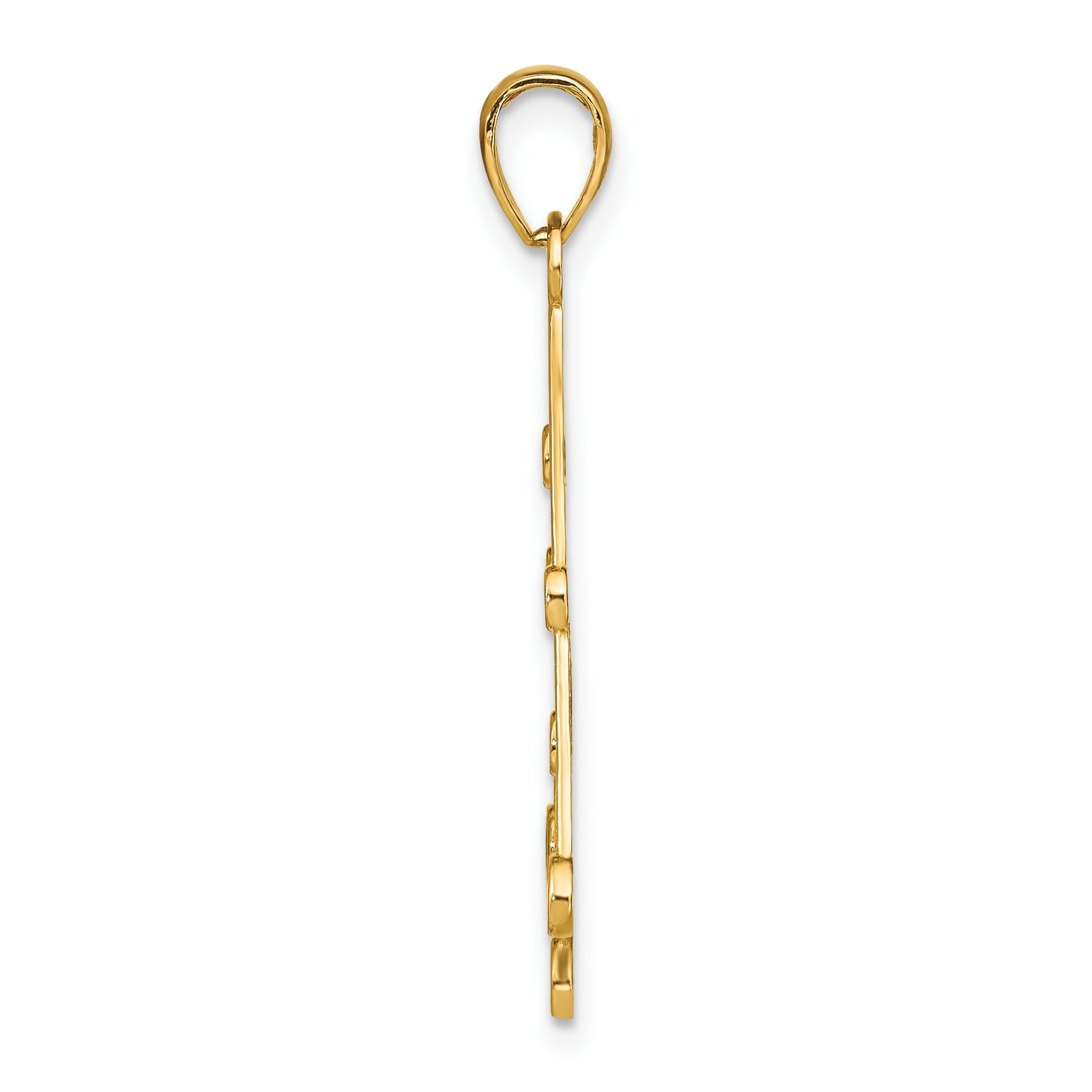 14k and White Rhodium Textured Chandelier Charm