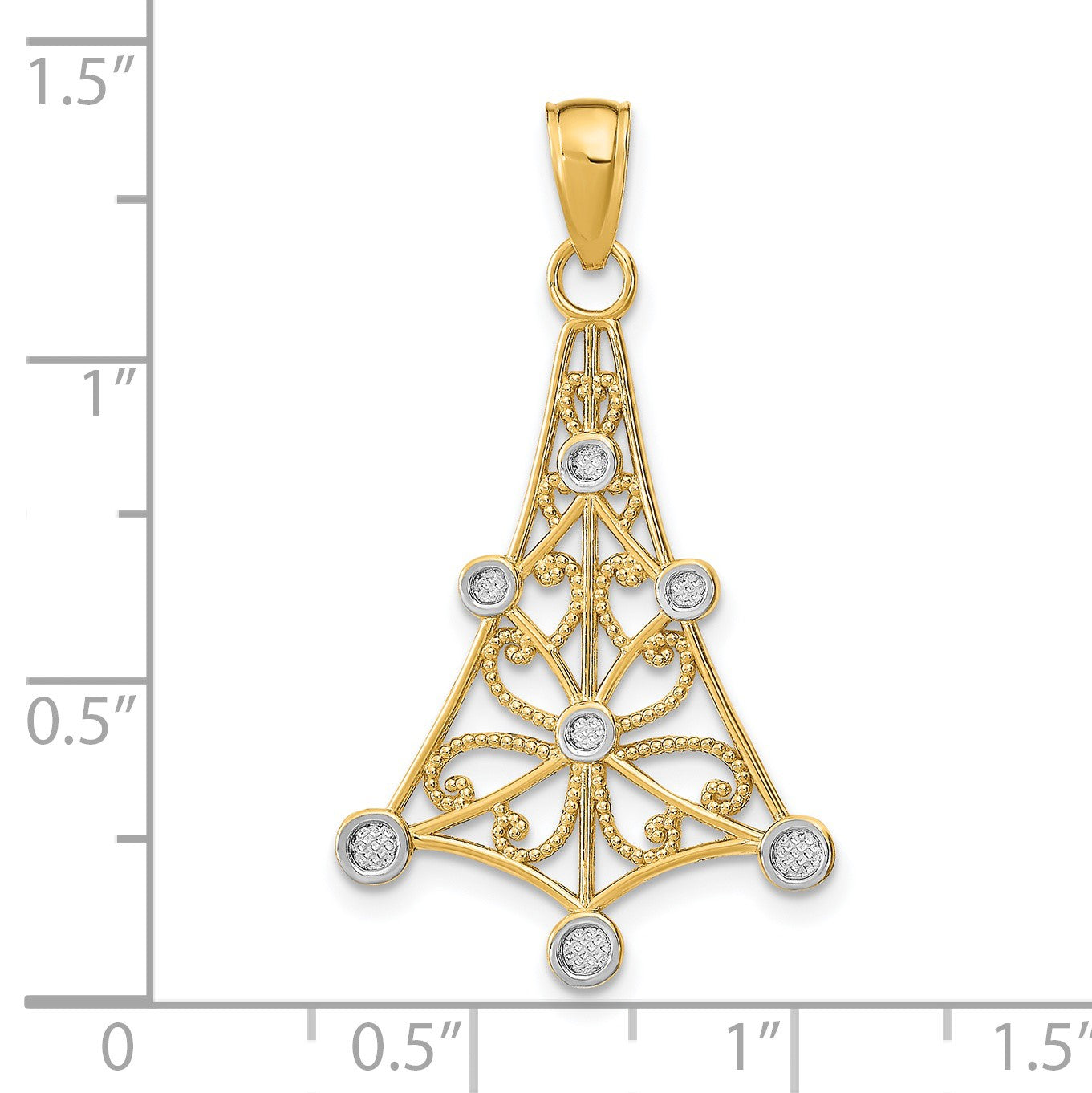 14k and White Rhodium Textured Chandelier Charm