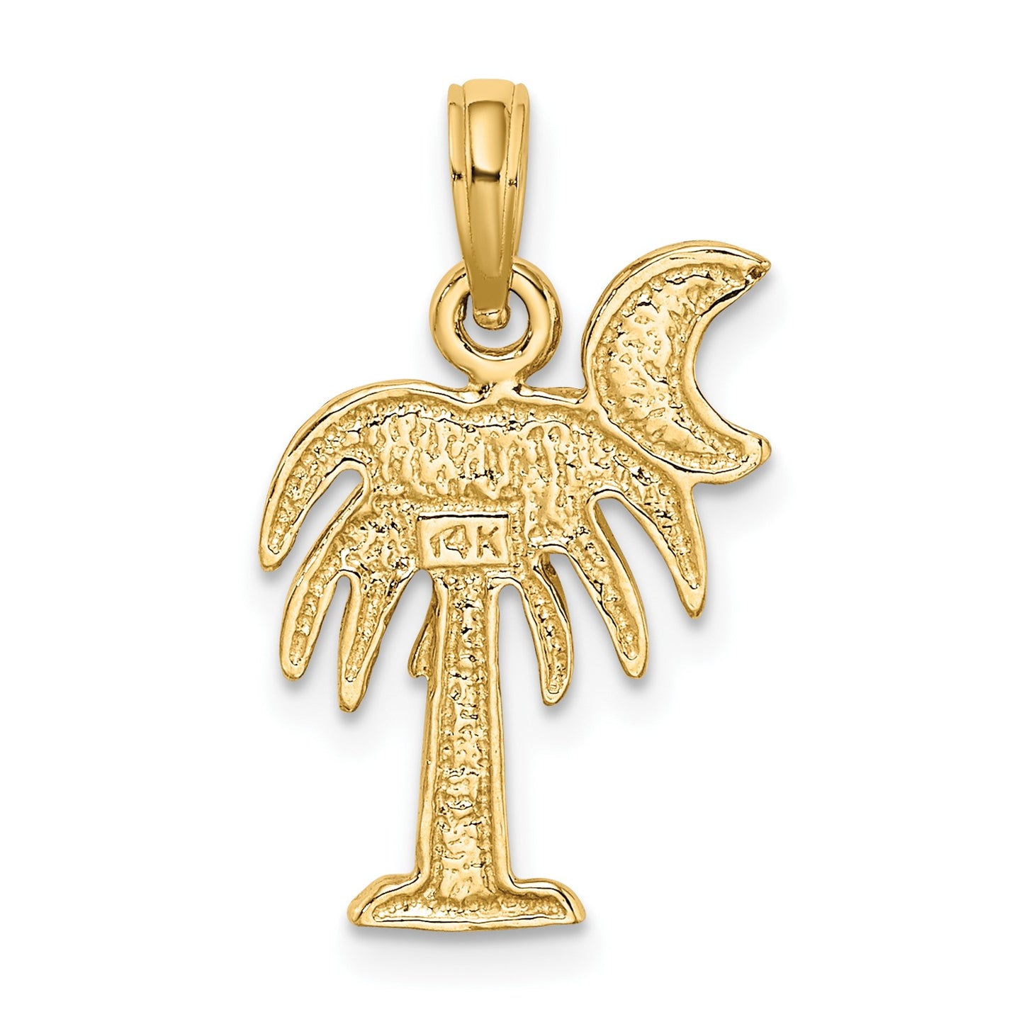 14K and White Rhodium Polished Charleston Palm Tree Charm