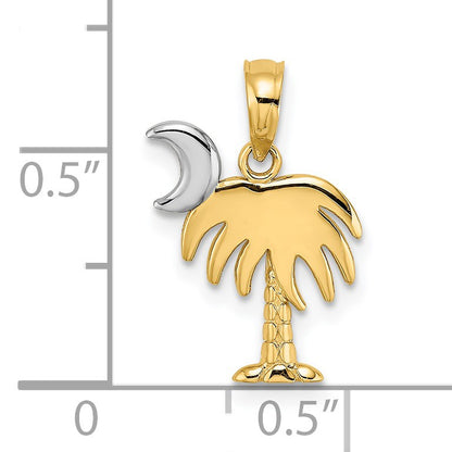 14K and White Rhodium Charleston Palm Tree Charm