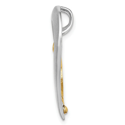 14k Two-tone Textured and Polished Heart Chain Slide Charm