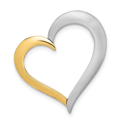 14k Two-tone Textured and Polished Heart Chain Slide Charm
