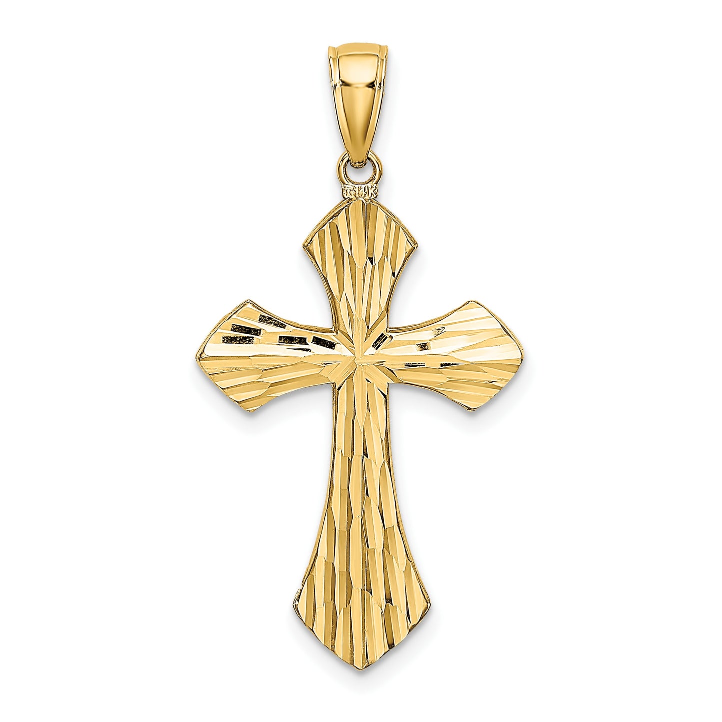14K and White Rhodium Diamond-cut Reversible Cross Charm