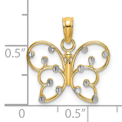 14k and White Rhodium Butterfly Charm