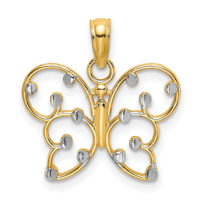 14k and White Rhodium Butterfly Charm