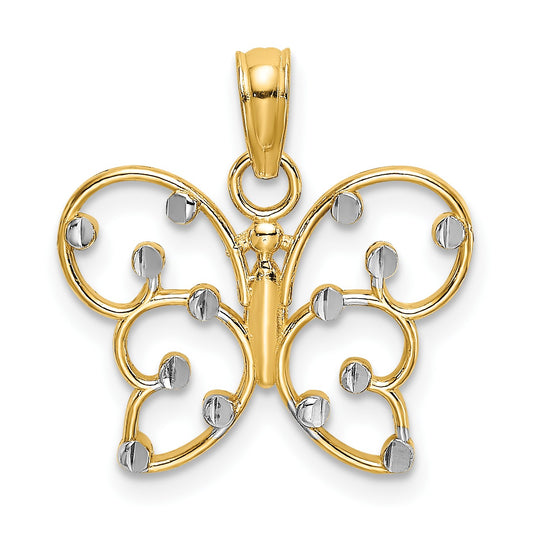14k and White Rhodium Butterfly Charm