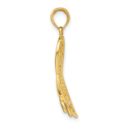 14k and White Rhodium Filigree Awareness Ribbon HOPE Charm