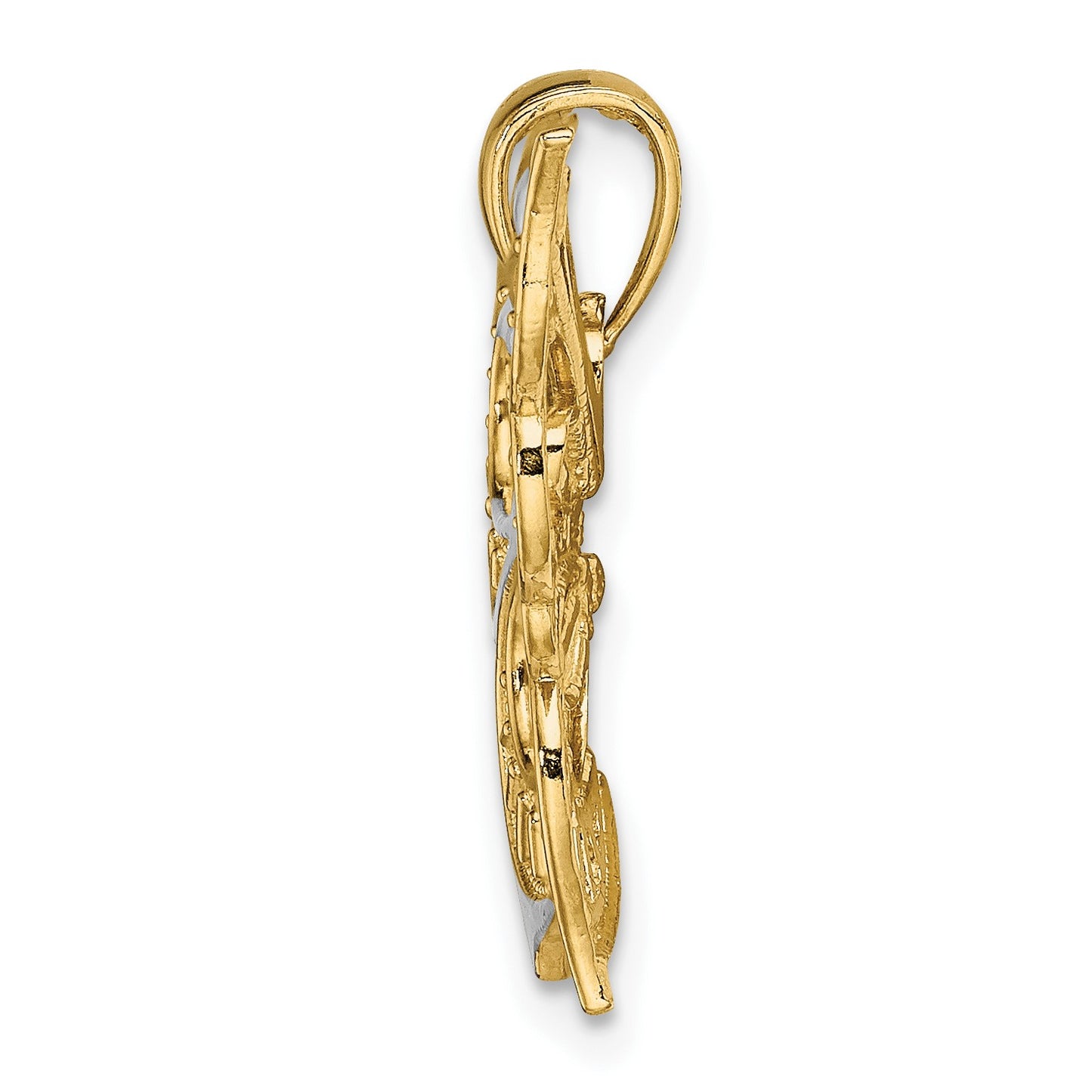 14k Two-tone Diamond-cut Butterfly Charm