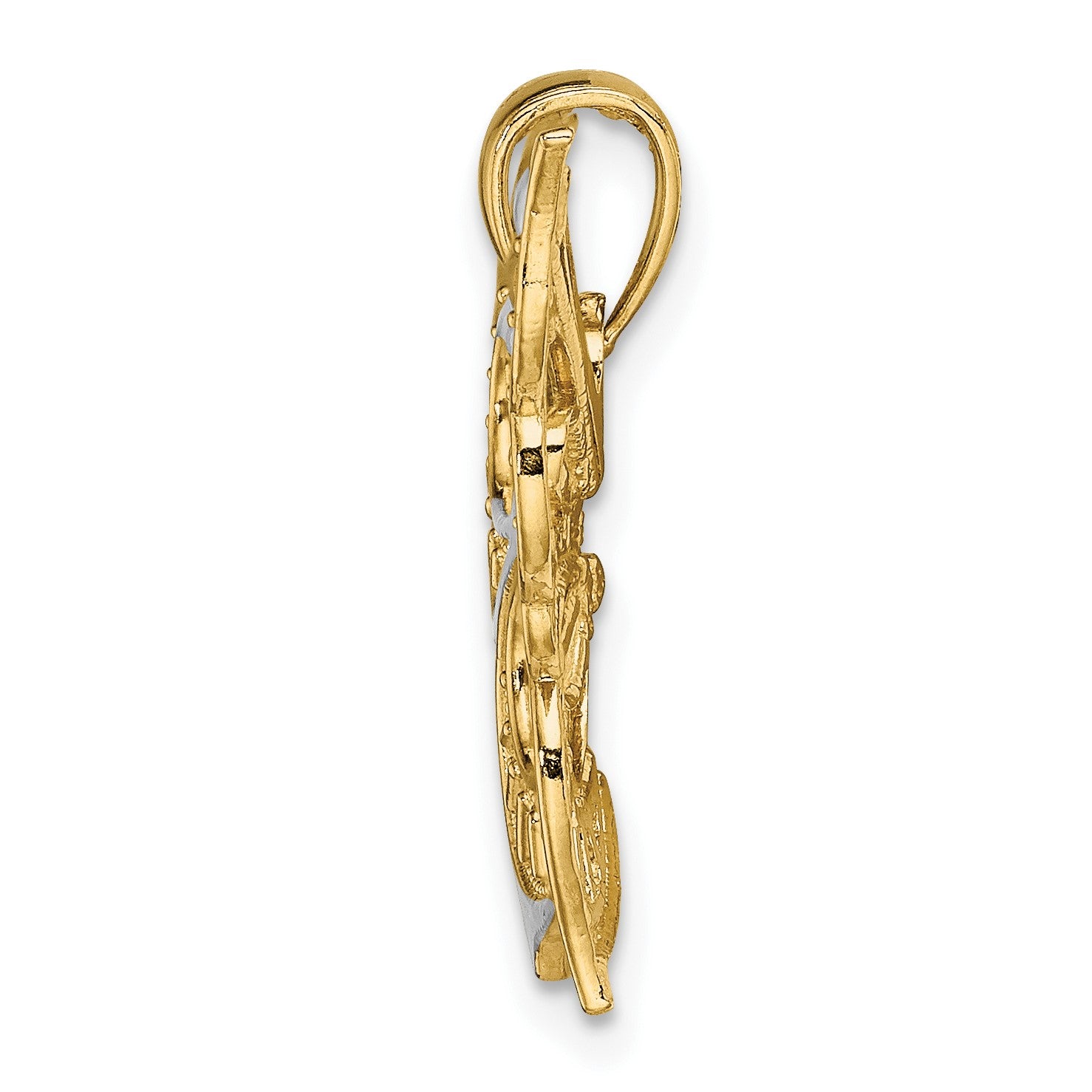 14k Two-tone Diamond-cut Butterfly Charm