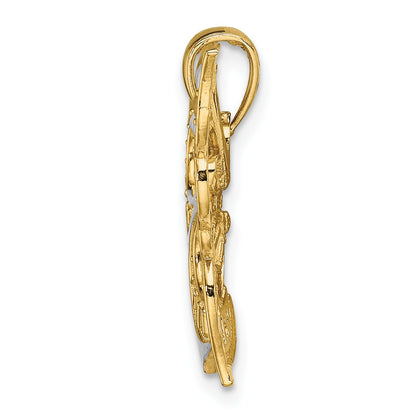 14k Two-tone Diamond-cut Butterfly Charm