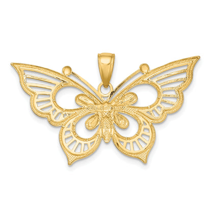 14k Two-tone Diamond-cut Butterfly Charm