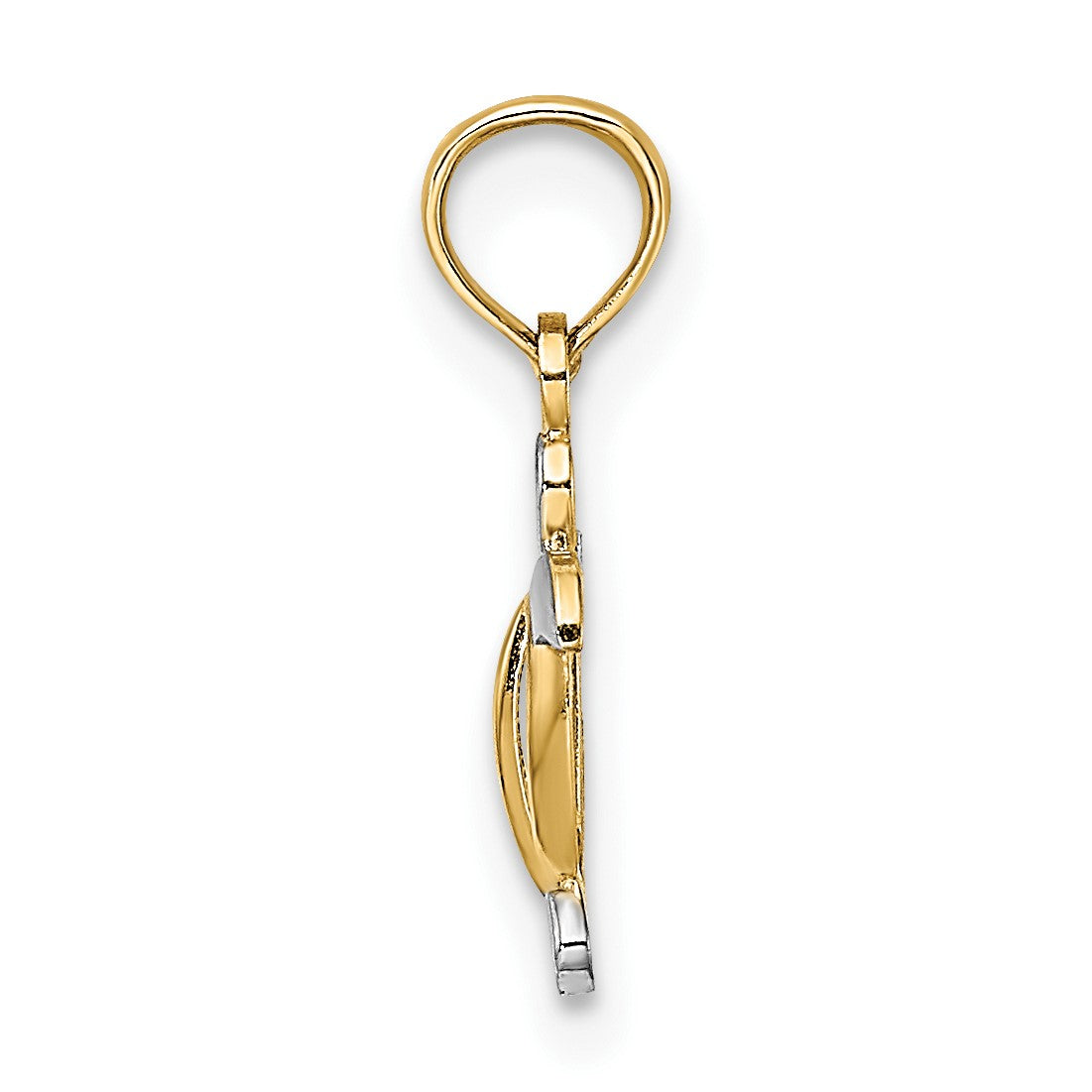 14K with White Rhodium Mini Sea Turtle Charm