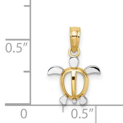 14K with White Rhodium Mini Sea Turtle Charm