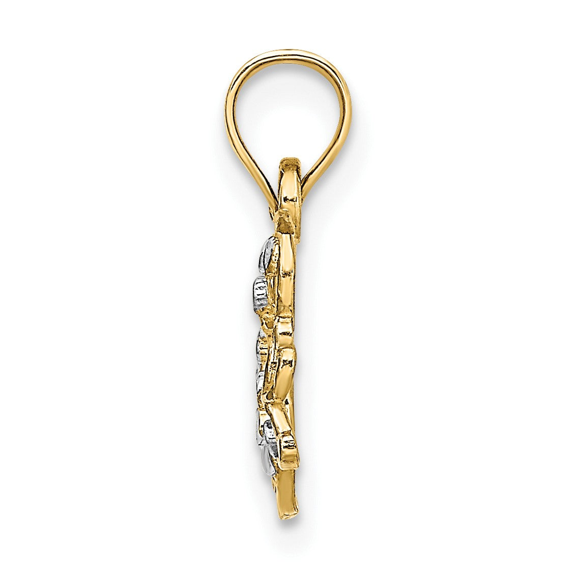14k and White Rhodium Diamond-cut Butterfly Charm