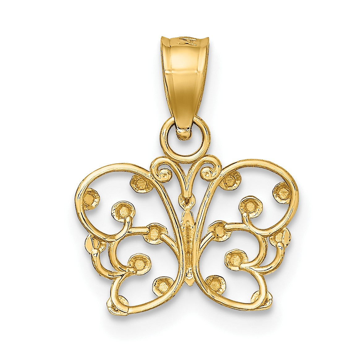 14k and White Rhodium Diamond-cut Butterfly Charm