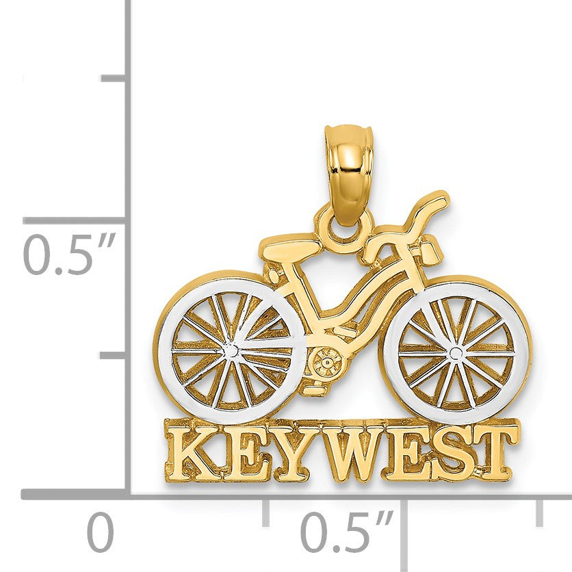 14k with White Rhodium KEY WEST Bicycle Charm