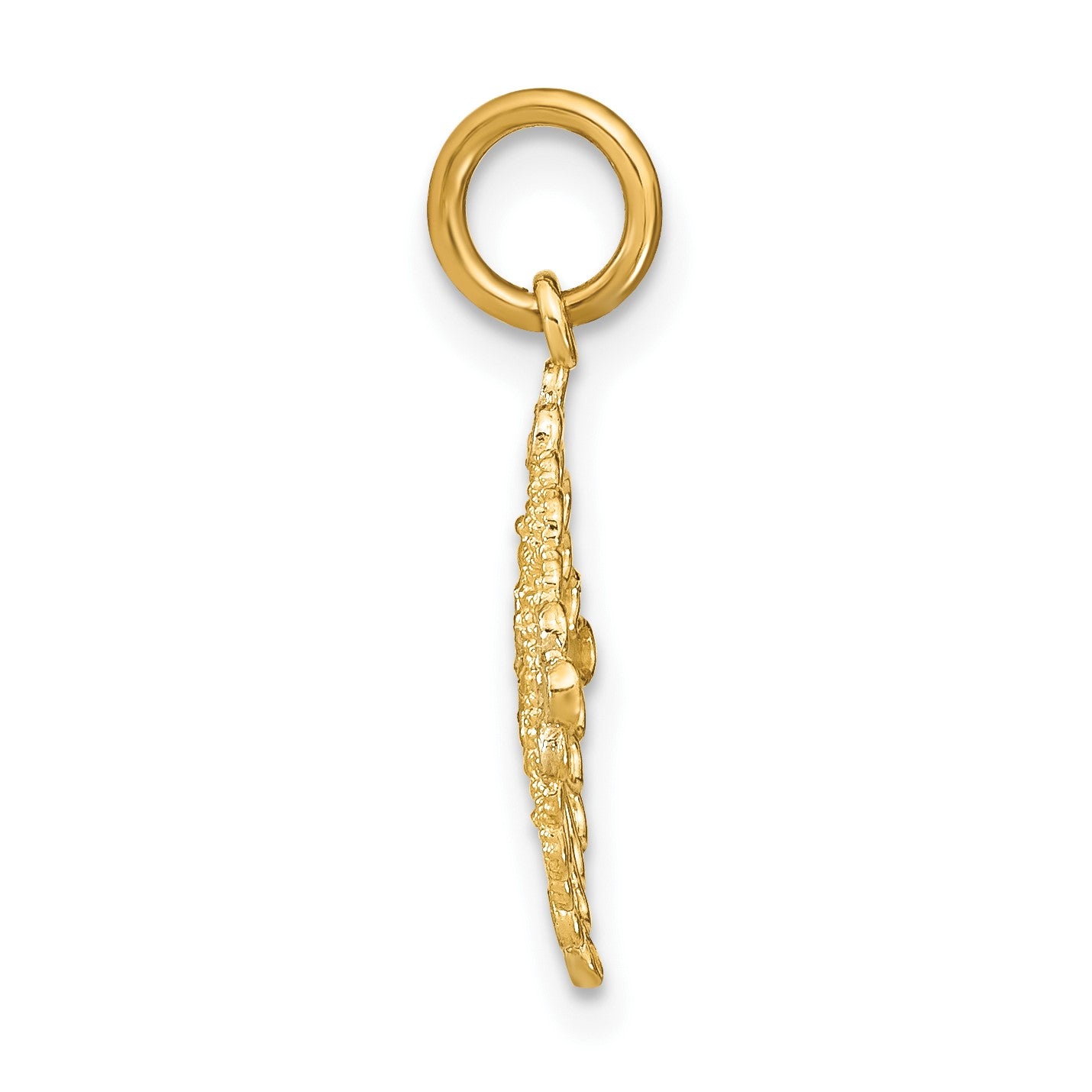 14K and White Rhodium and Diamond-cut Filigree Medallion Charm