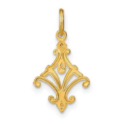 14K with White Rhodium Diamond-cut Chandelier Style Charm