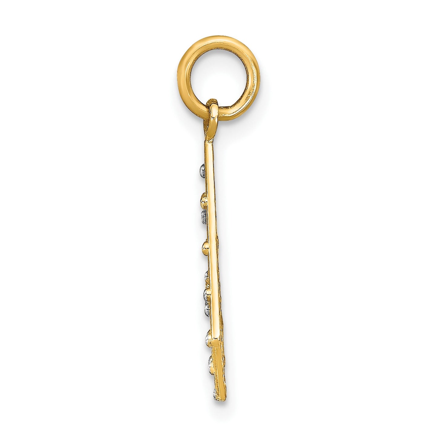 14K with White Rhodium Diamond-cut Small Criss-Cross Charm