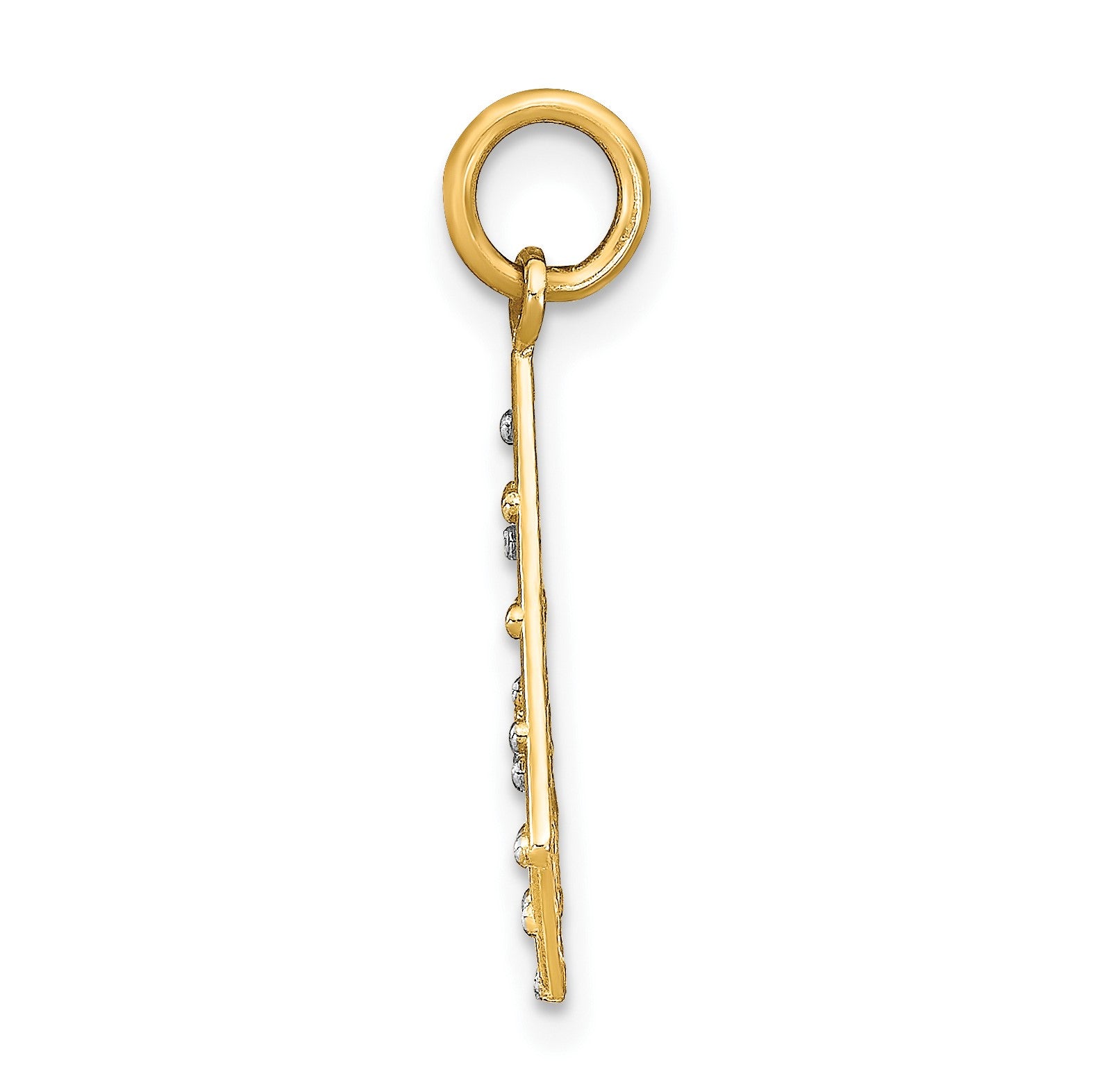 14K with White Rhodium Diamond-cut Small Criss-Cross Charm