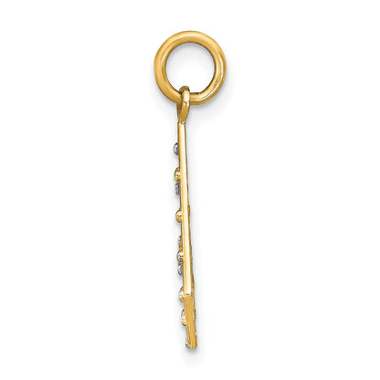 14K with White Rhodium Diamond-cut Small Criss-Cross Charm
