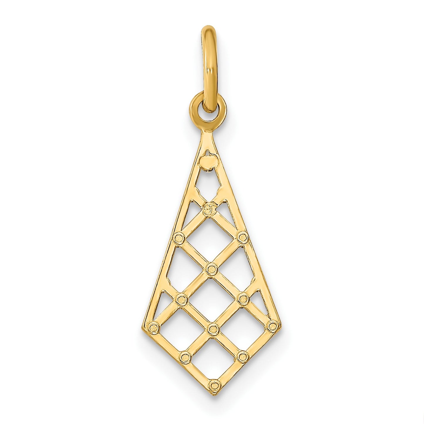 14K with White Rhodium Diamond-cut Small Criss-Cross Charm