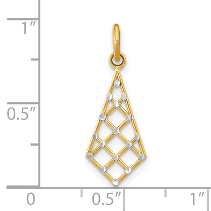 14K with White Rhodium Diamond-cut Small Criss-Cross Charm