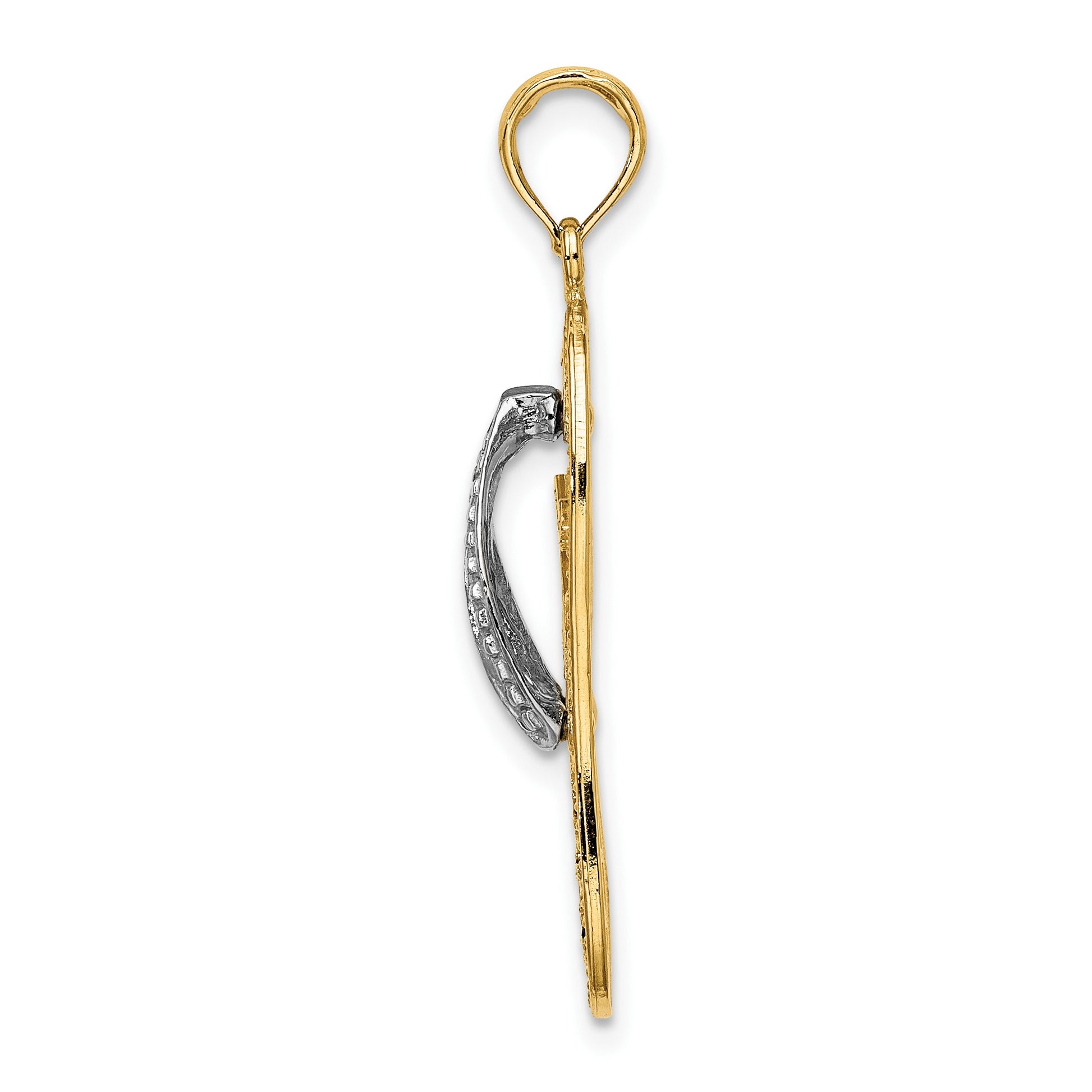 14K and White Rhodium Palm Tree Flip-Flop Charm