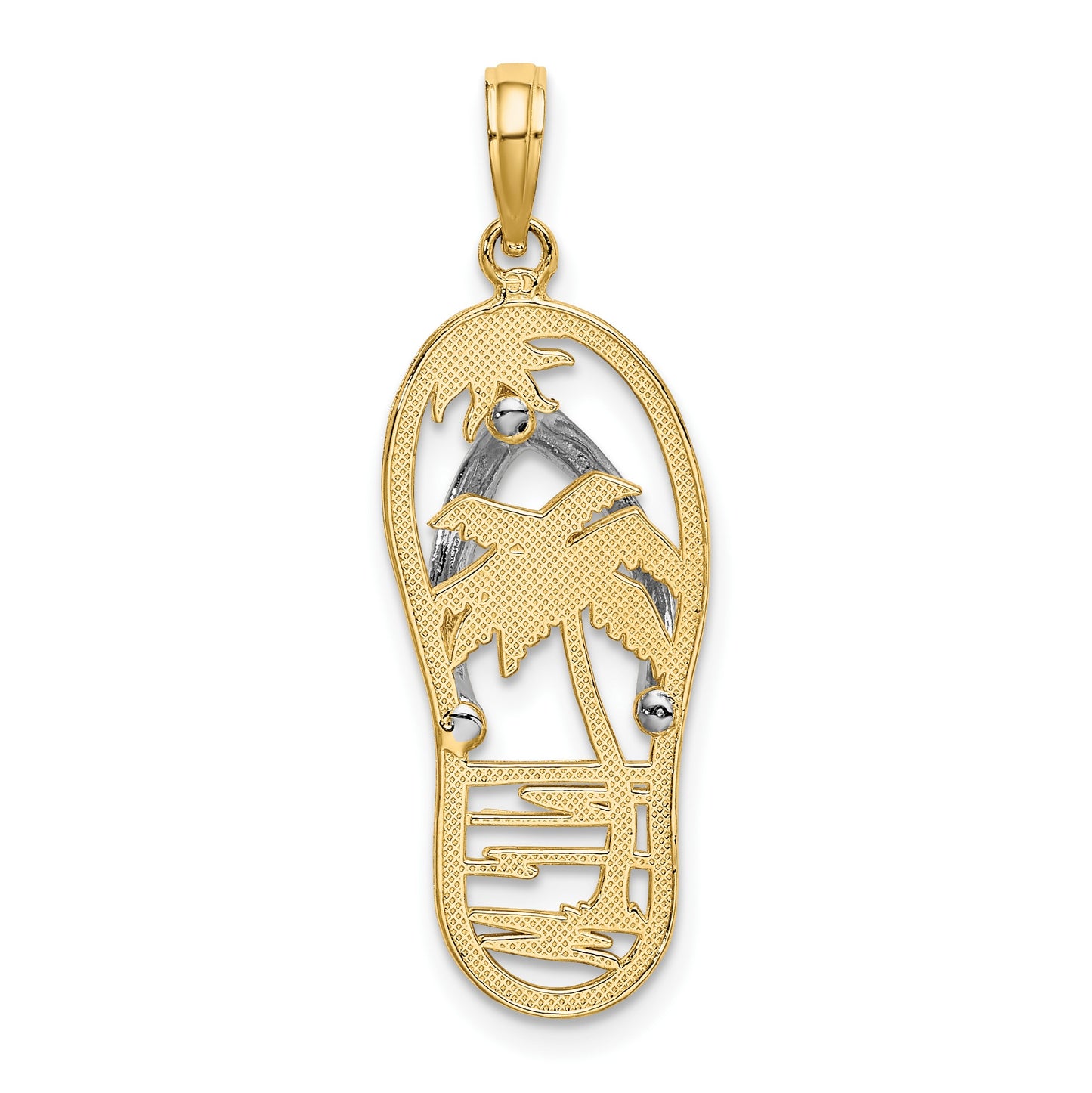 14K and White Rhodium Palm Tree Flip-Flop Charm