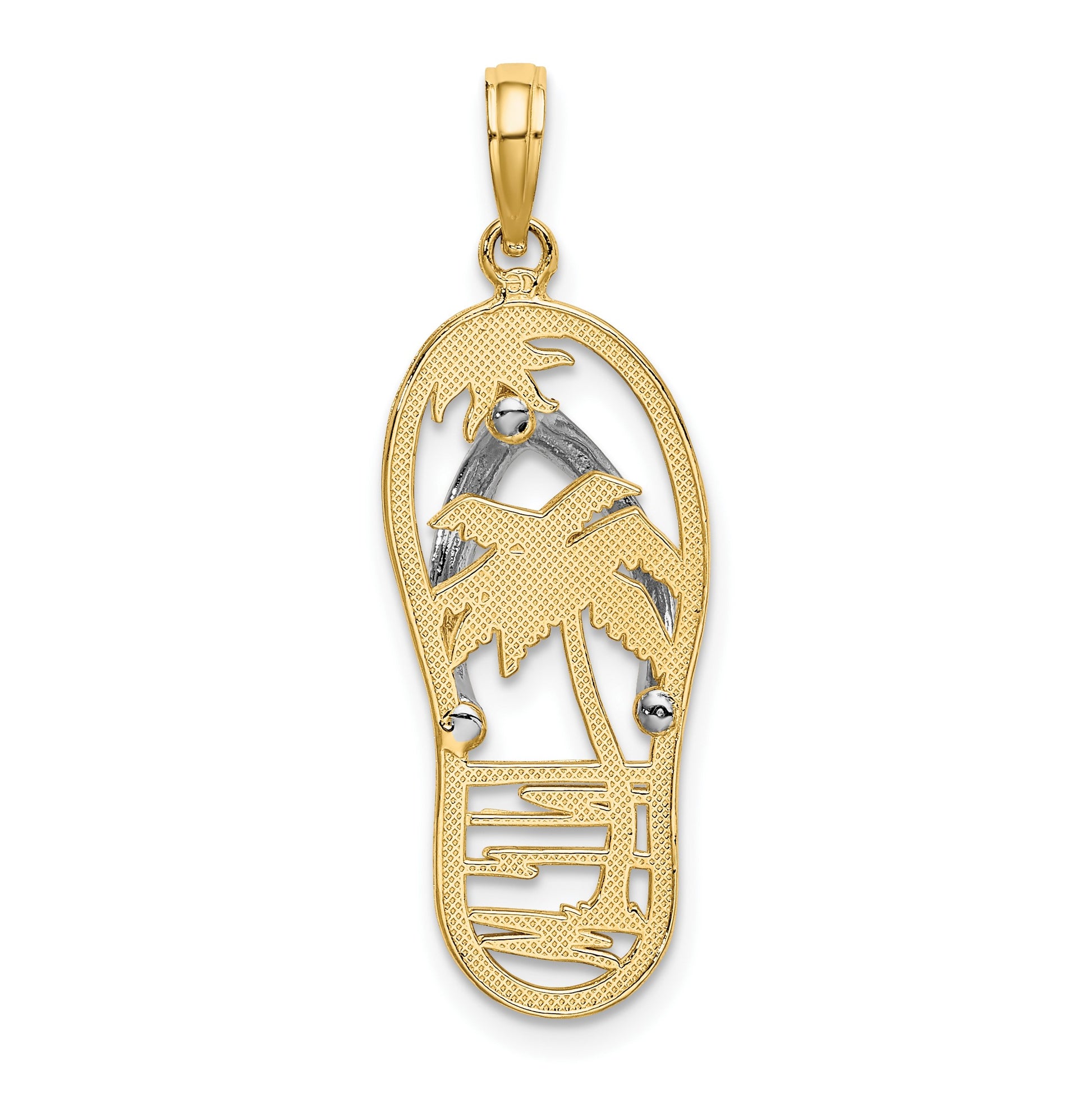 14K and White Rhodium Palm Tree Flip-Flop Charm