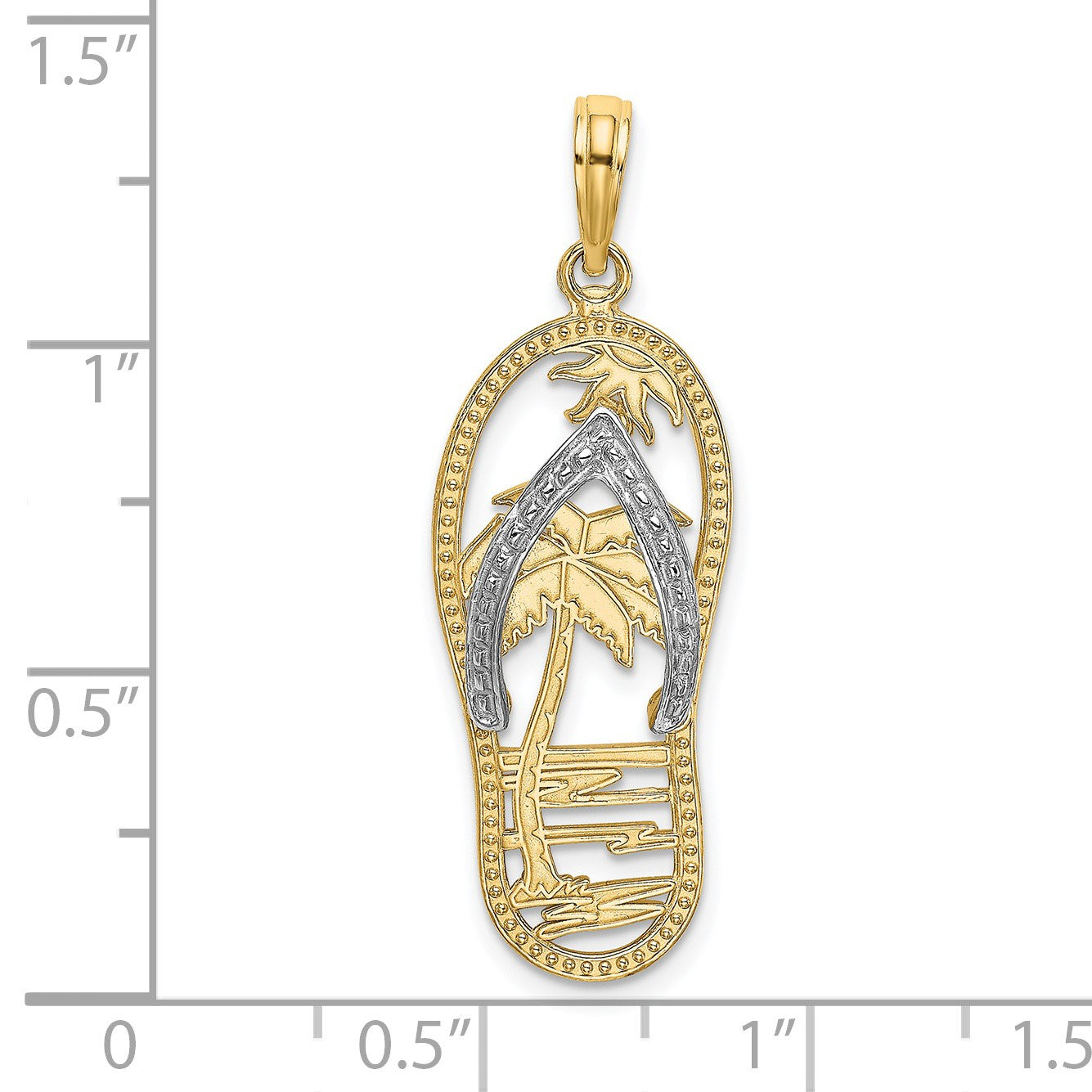 14K and White Rhodium Palm Tree Flip-Flop Charm