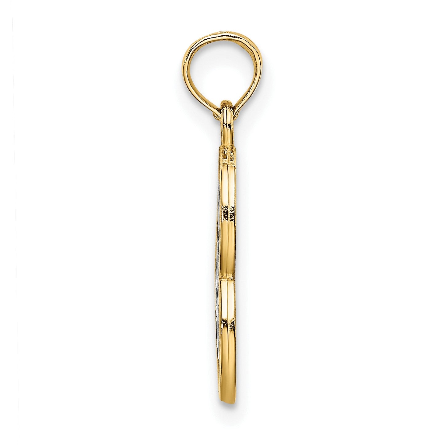 14k and White Rhodium LIVE LOVE LAUGH In Heart Charm