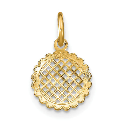 14K and White Rhodium Diamond-cut Mini Sunflower Charm
