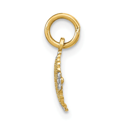 14K and White Rhodium Diamond-cut Mini Filigree Medallion Charm