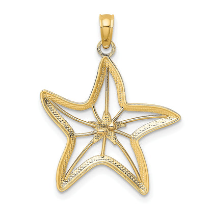 14K Two-Tone with White Rhodium Cut-Out Small Starfish Charm