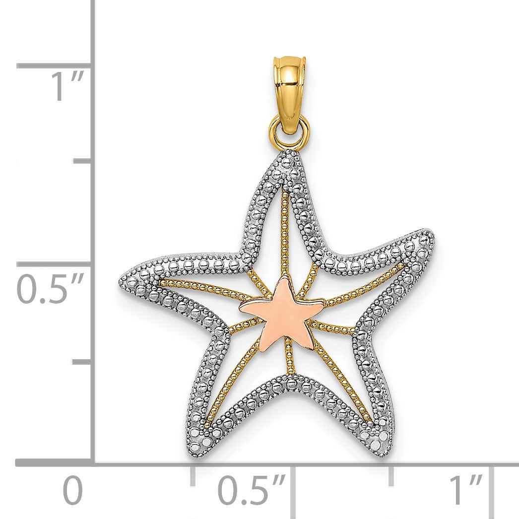 14K Two-Tone with White Rhodium Cut-Out Small Starfish Charm