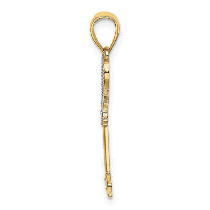 14k and White Rhodium Key with Heart Charm