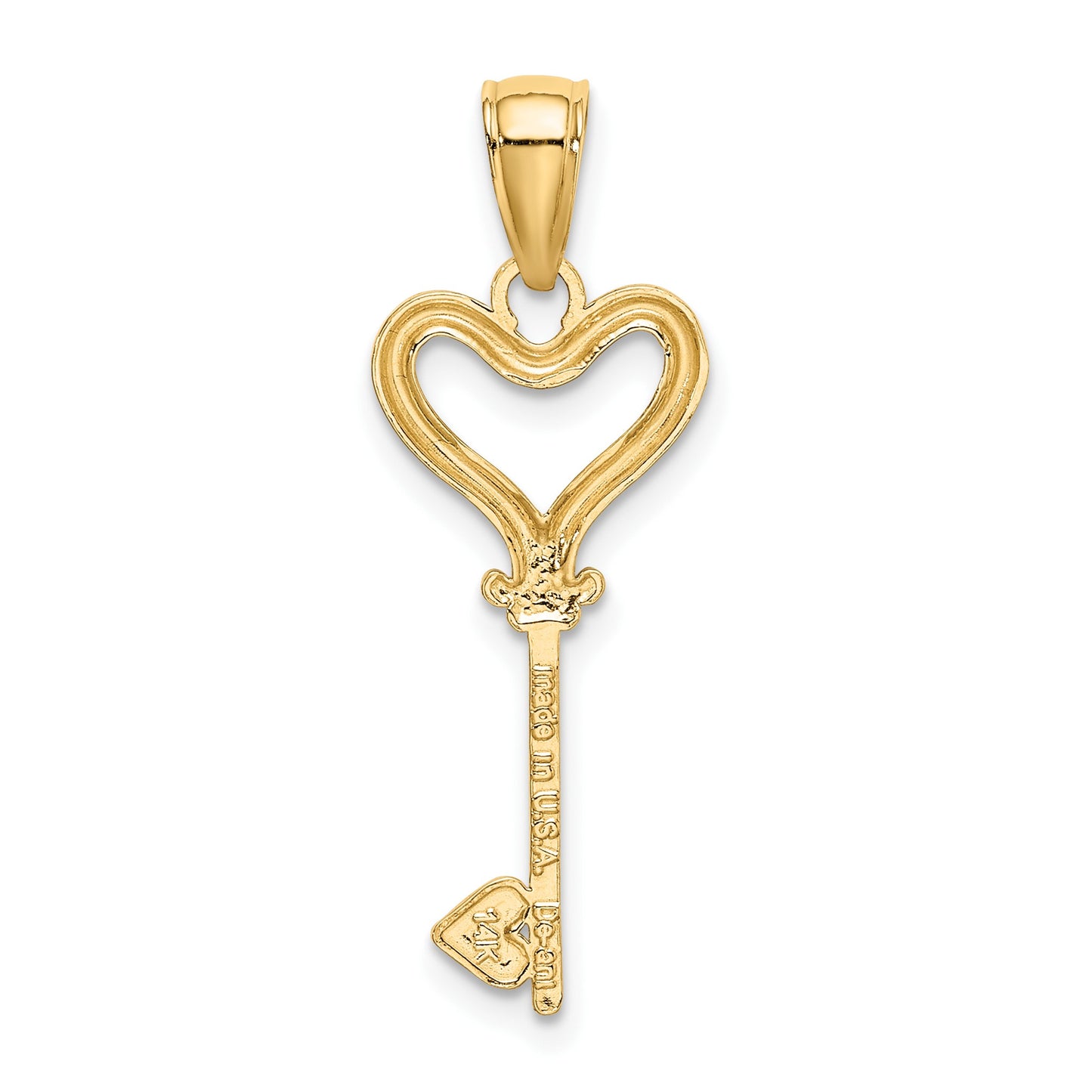 14k and White Rhodium Key with Heart Charm