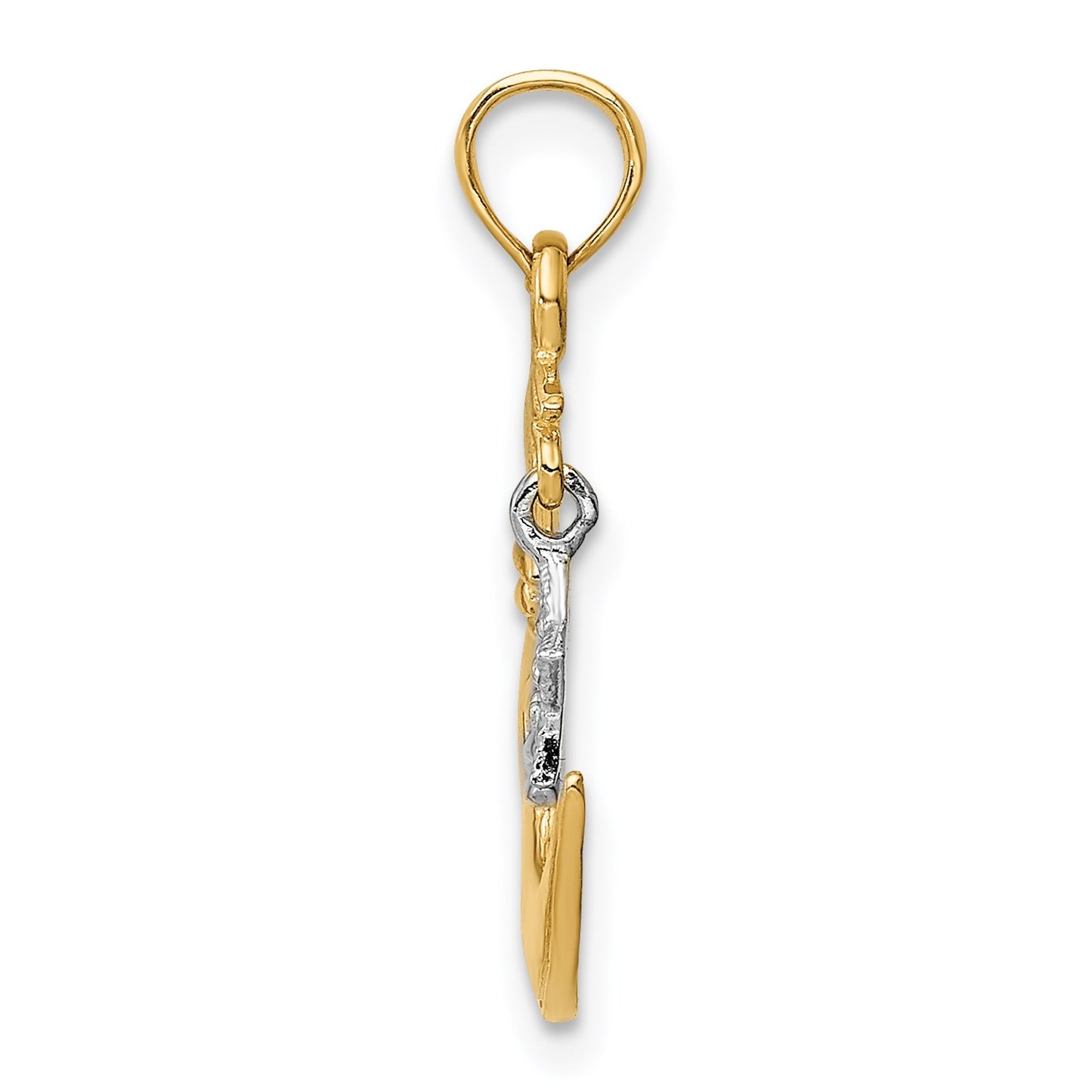 14k Two-Tone Polished Half Moon and Dangle Star Pendant